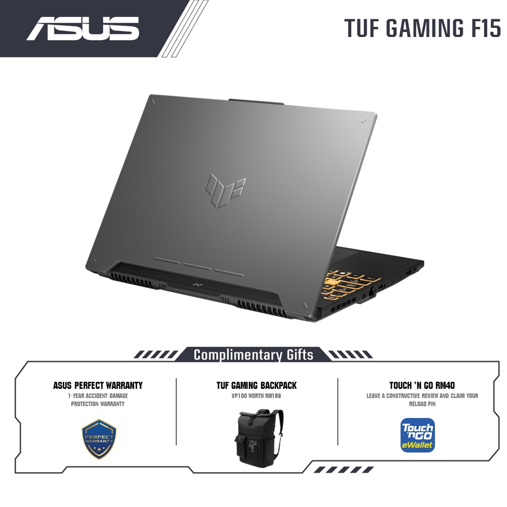 Asus TUF Gaming F15 2023 FX507Z-C4HN027W Gaming Laptop Mecha Gray, i5-12500H, 8GB RAM 512GB SSD, 15.6FHD 144Hz, RTX3050, Win11, 2Y  Warranty