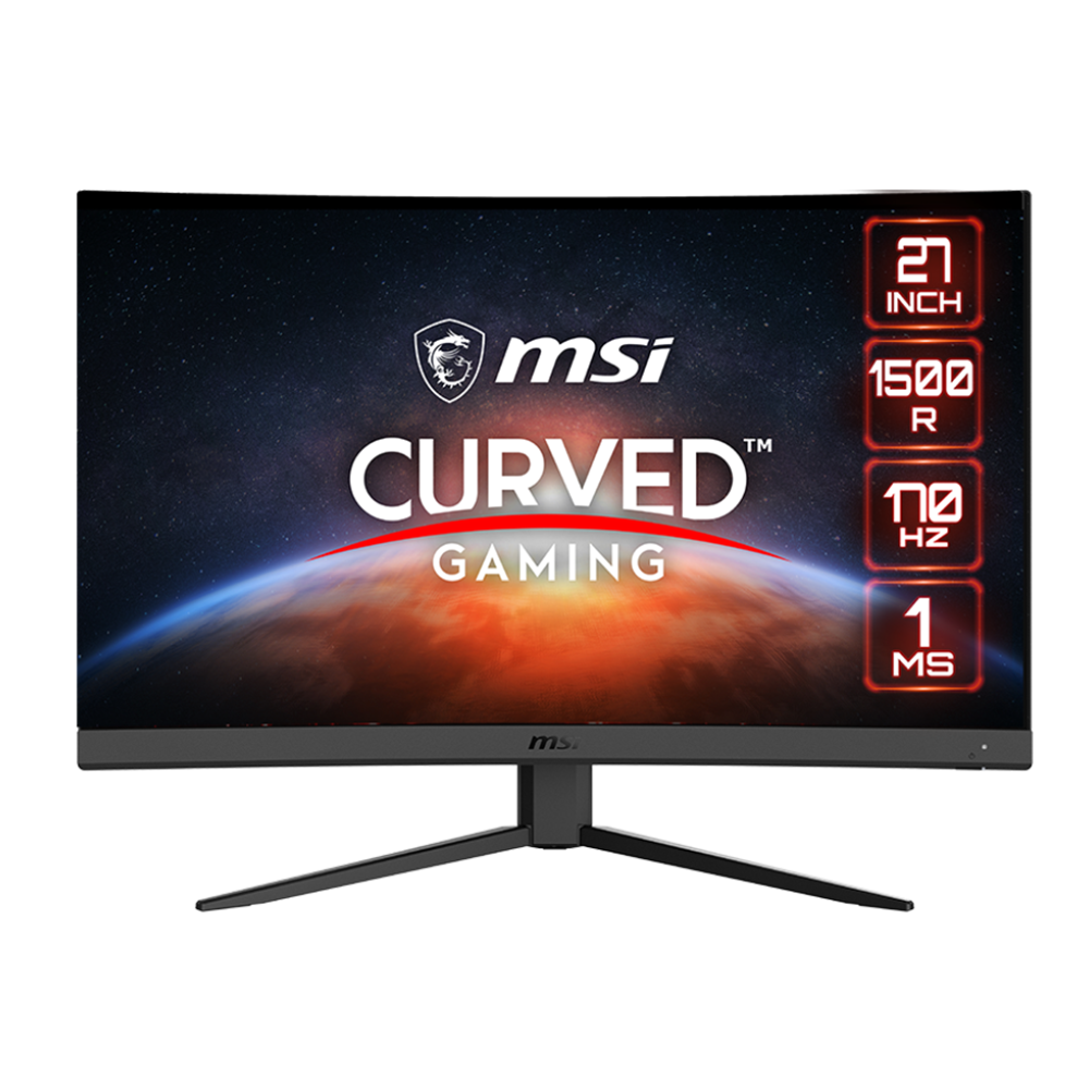 MSI G27CQ4 E2 27.0" Gaming Monitor | Curve 1500R | 1ms (MPRT) | 170Hz | 2K WQHD (2560 x 1440) | VA Panel | HDMI & DP | sRGB 114% / DCI-P3 91% | 3000:1 Contrast Ratio | Free-Sync | 3Y Warranty
