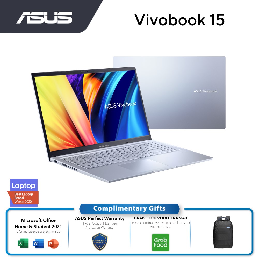 Asus VivoBook M1502I-ABQ274WS Laptop Icelight Silver | AMD Ryzen 7-4800H | 8GB RAM 512GB SSD | AMD Share | 15.6''FHD | MS H&S 2021+Win11 | 2Y Warranty