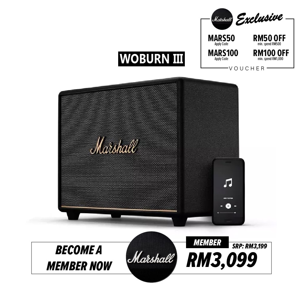 Marshall Woburn III Bluetooth Speaker - Black