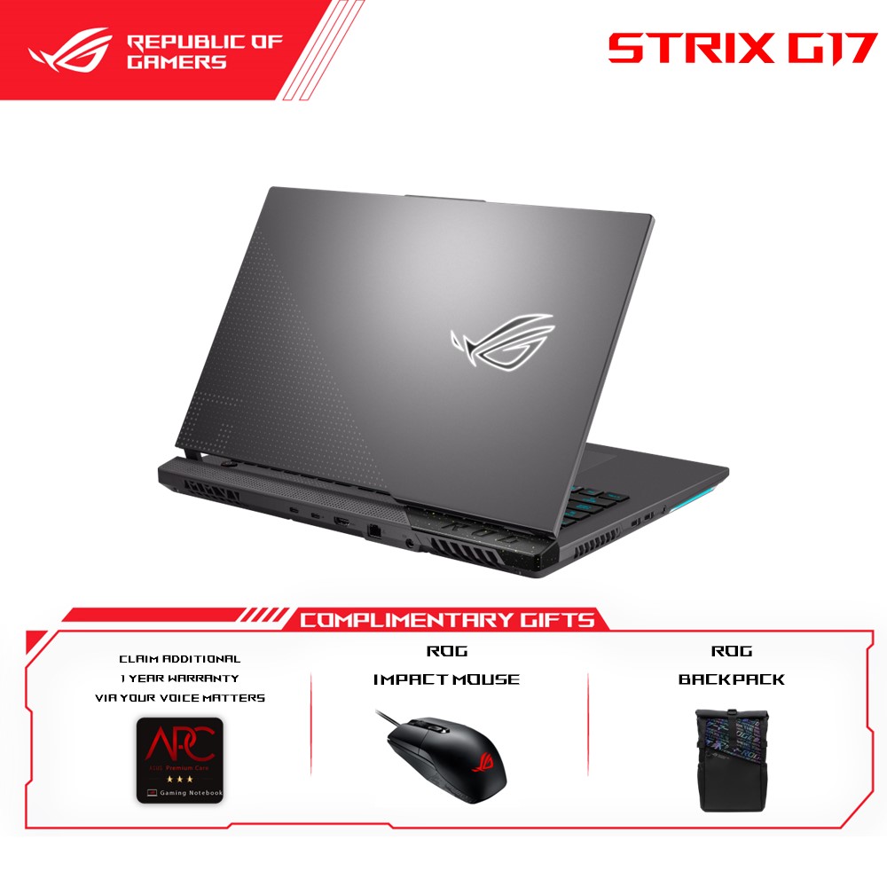 Asus ROG Strix 17 2023 G713P-ILL021W Gaming Laptop Eclipse Gray | AMD Ryzen 9 | 32GB RAM 1TB SSD | 17.3'' WQHD 240Hz | RTX4070 | Win11 | 2Y Warranty