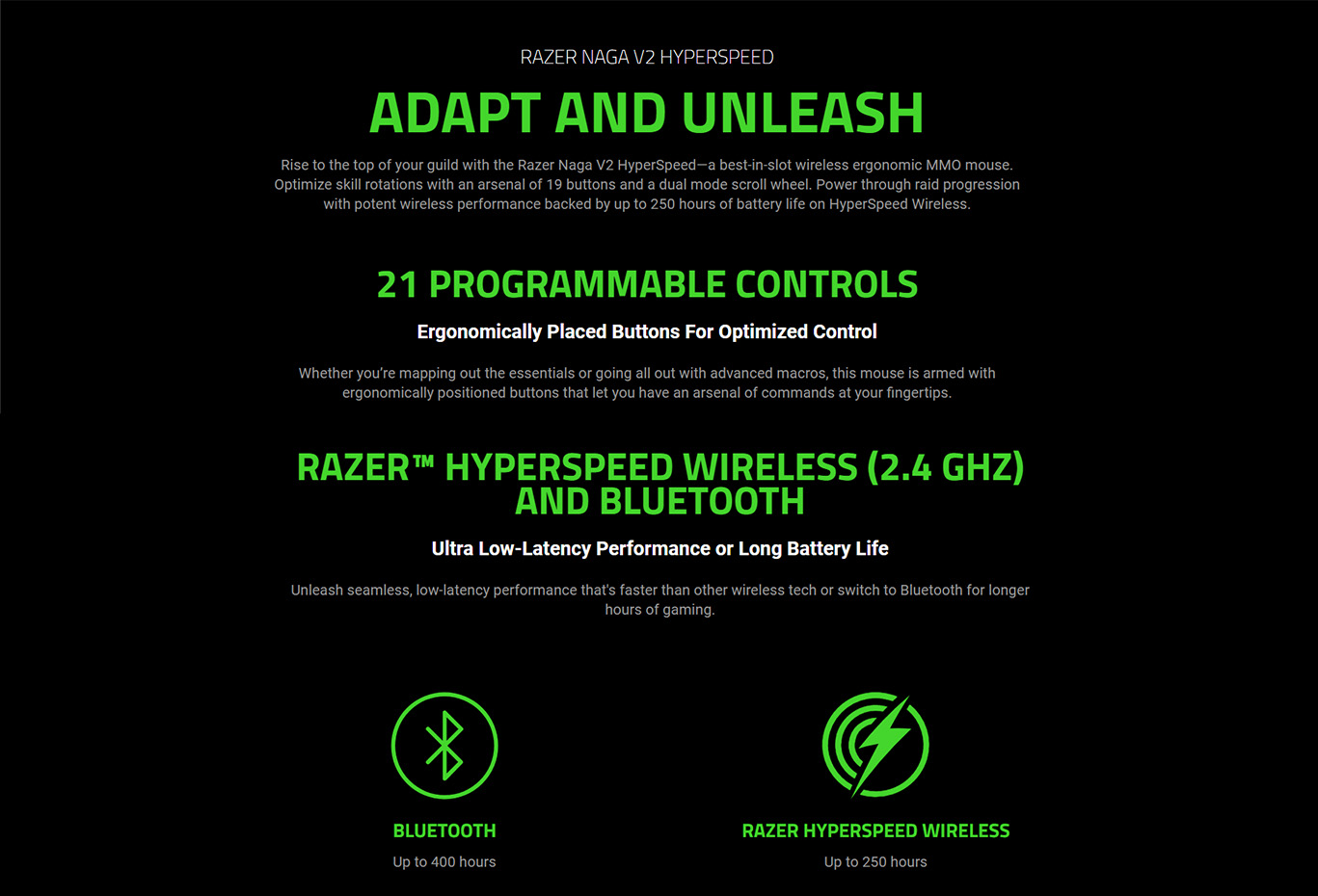 Razer Naga V2 Hyperspeed MMO Wireless Gaming Mouse (2 Years Warranty)