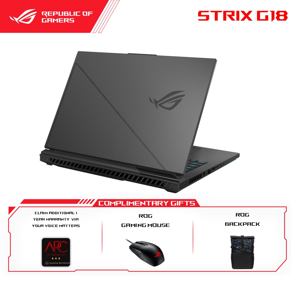 ASUS ROG Strix G18 2023 G814J-VN6051W Gaming Laptop | i9-13980HX | 16GB RAM 1TB SSD | RTX4060 | 18''QHD+ 240Hz | Win11 | 2Y Warranty