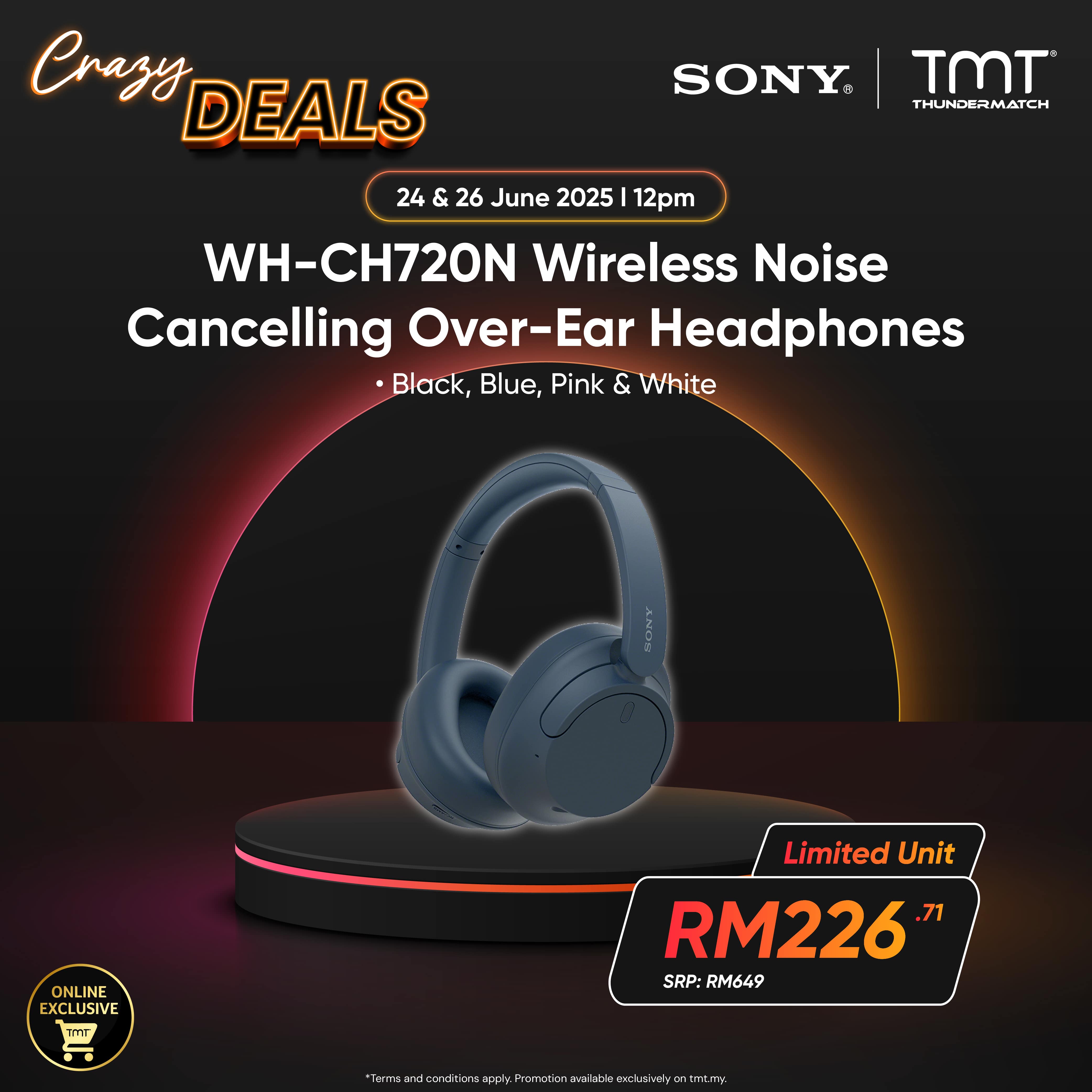 Sony WH-CH720N Wireless Noise Cancelling Over-Ear Headphones