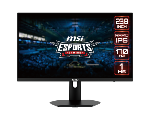 MSI G244F 23.8" Gaming Monitor | 1ms (GTG) 170Hz | FHD Rapid IPS | HDMIx2 & DP & Headphone-out | sRGB 122.88% / DCI-P3 92.05% | Free-Sync | 3Y Warranty