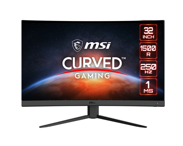MSI G32C4X 31.5" Gaming Monitor | Curved 1800R | 1ms (MPRT) 250Hz | 1920 x 1080(FHD) VA Panel | 1x DP (1.2a) 2x HDMI (1.4b) 1x Earphone out | 3Y Warranty
