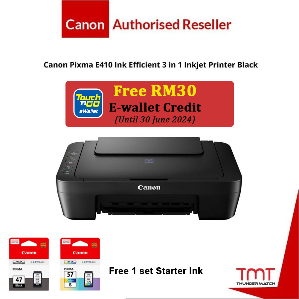 (TNG RM30) Canon Pixma E410 Ink Efficient 3 in 1 Inkjet Printer