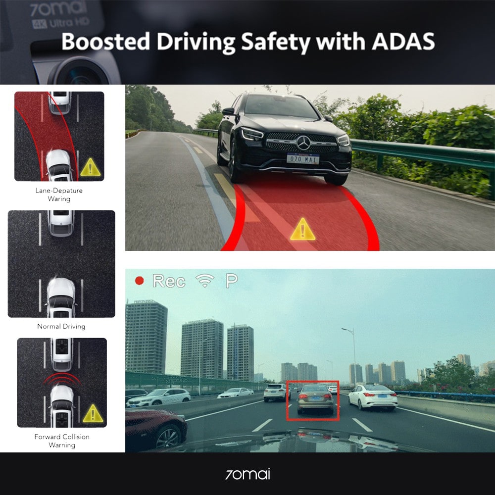 70mai A800s 4K Dash Cam Dual Vision Car Recorder with GPS ADAS