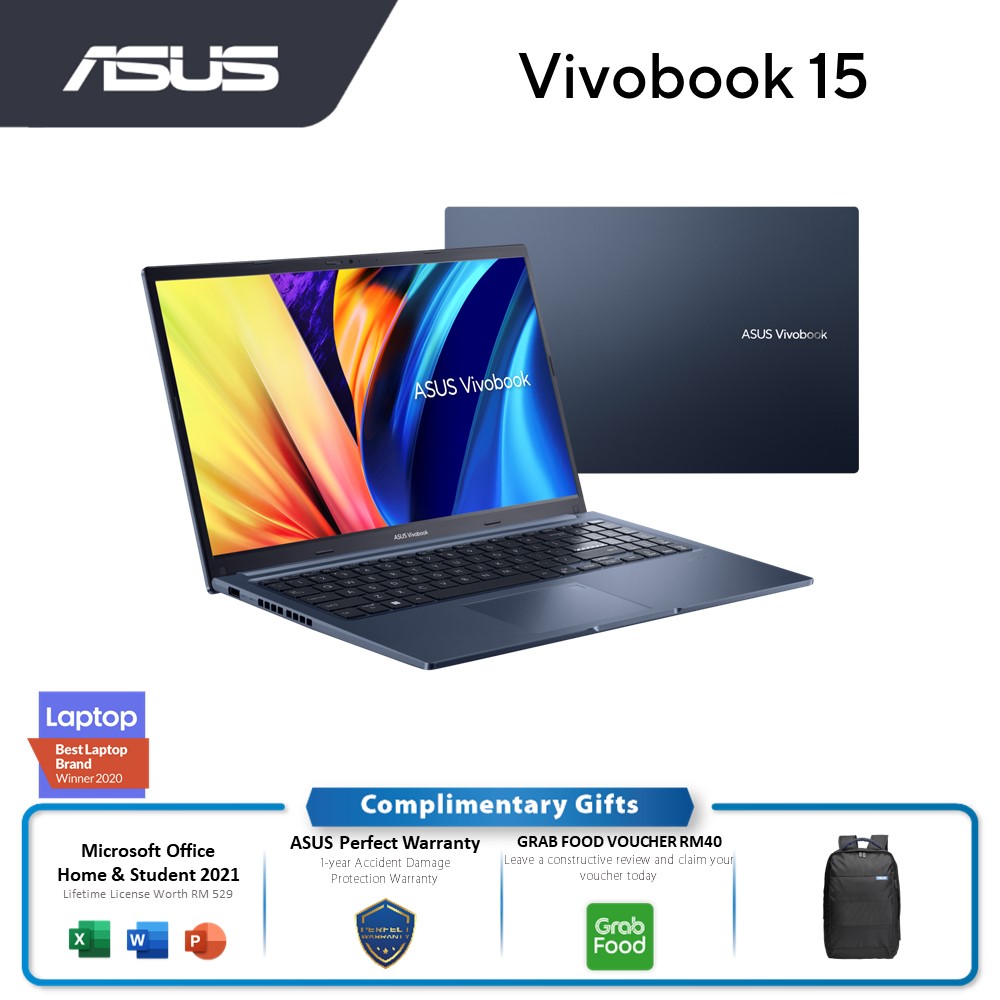 Asus VivoBook M1502I-ABQ273WS Laptop Quiet Blue | AMD Ryzen 7-4800H | 8GB RAM 512GB SSD | AMD Share | 15.6''FHD | MS Office H&S | Win11 | 2Y Warranty