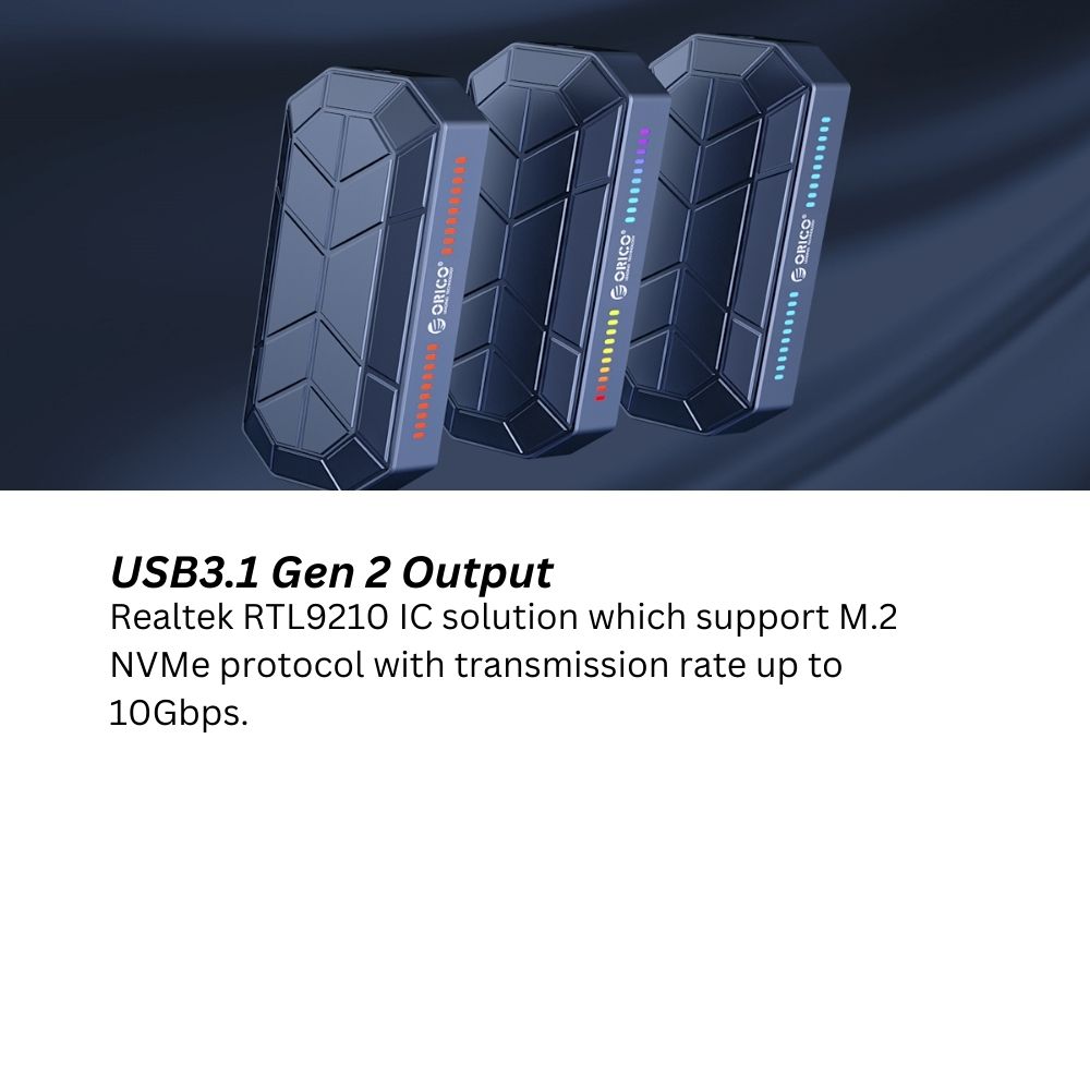 Orico M2VG01 RGB M.2 PCIe NVMe SSD Enclosure USB3.1 Type C