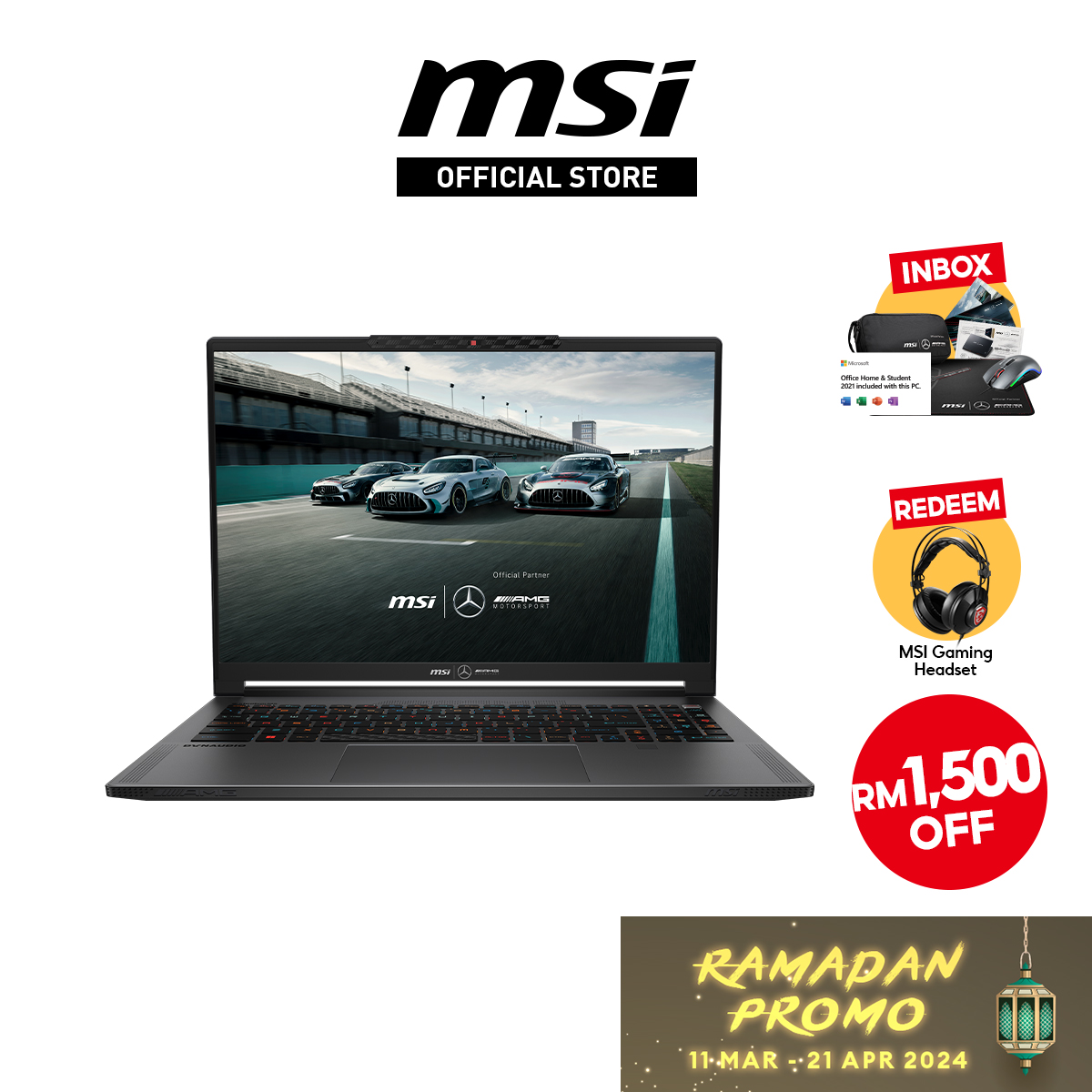 (LIMITED EDITION) MSI Stealth 16 Mercedes AMG A13VG-250MY Gaming Laptop (Mercedes Selenite Gray) | i9-13900H | 32GB RAM 2TB SSD | 16" UHD+ (3840x2400) OLED | NVD RTX4070 8GB | MS Office H&S | Win11 | 2Y Waranty