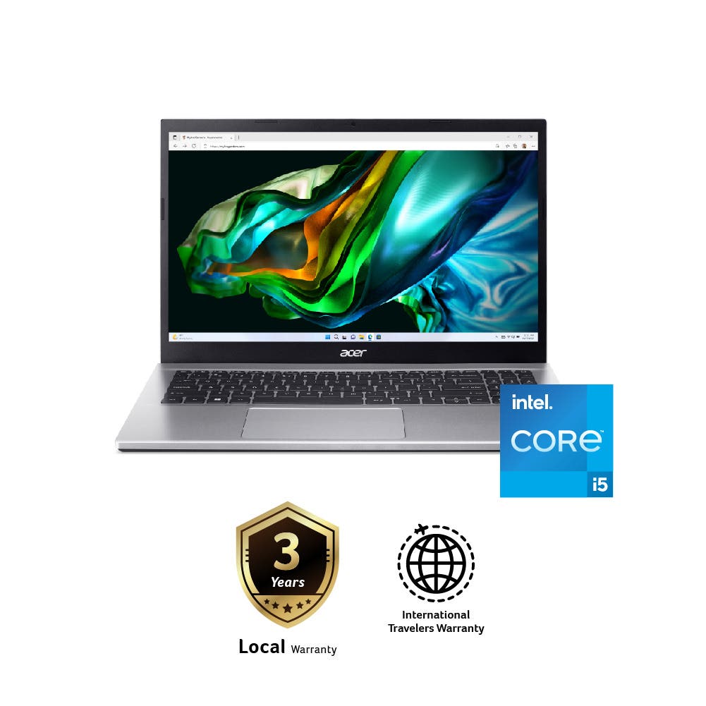 Acer Aspire 3 A315-59-57WY Laptop (Pure Silver) | i5-1235U | 8GB RAM 512GB SSD | 15"6 FHD | Intel UHD Graphics | MS Office H&S + Win11 | 3Y Warranty