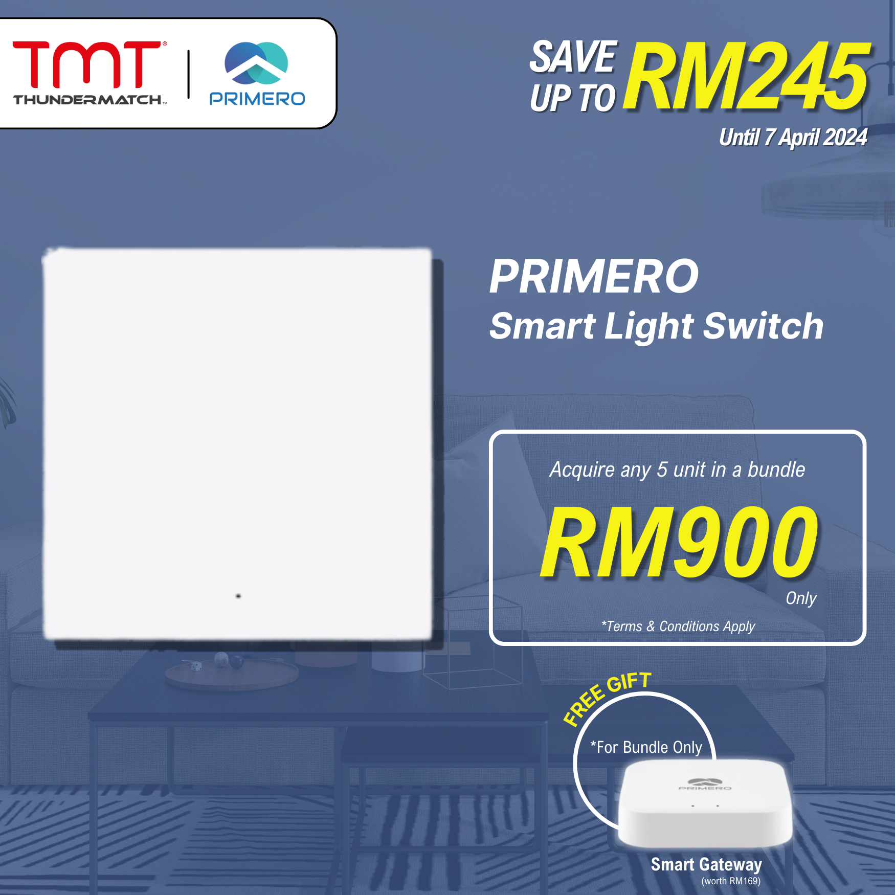 Primero Smart Light Switch 1Gang / 2 Gang / 3 Gang