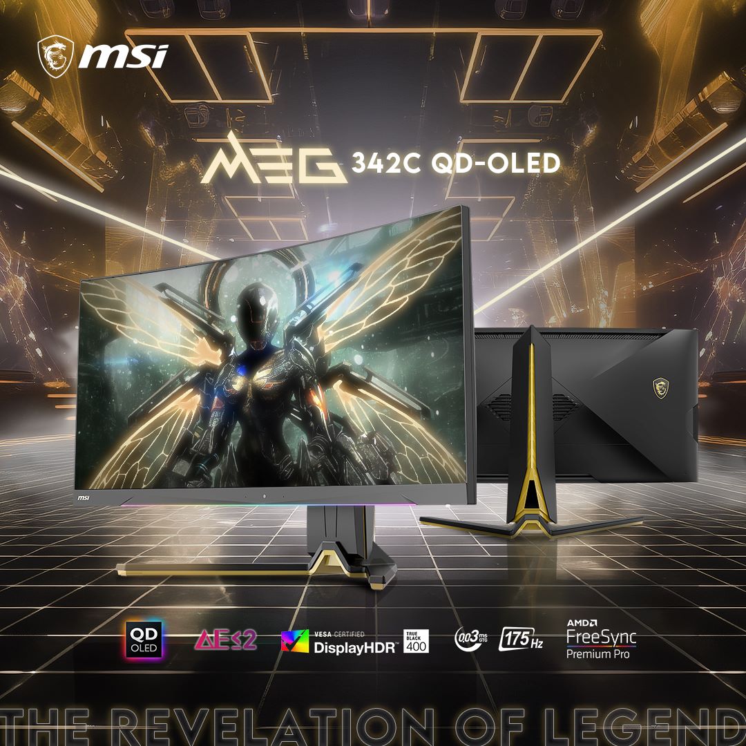 MSI Gaming Monitor MEG 342C QD-OLED 34.0" Curved Gaming Monitor | 0.03ms(GtG) | 175Hz | UWQHD 3440x1440 | QD-OLED Panel | HDMI & DP & USB-C | Height Adjustable Stand | sRGB 139.1% | Adaptive Sync | 3Y Warranty