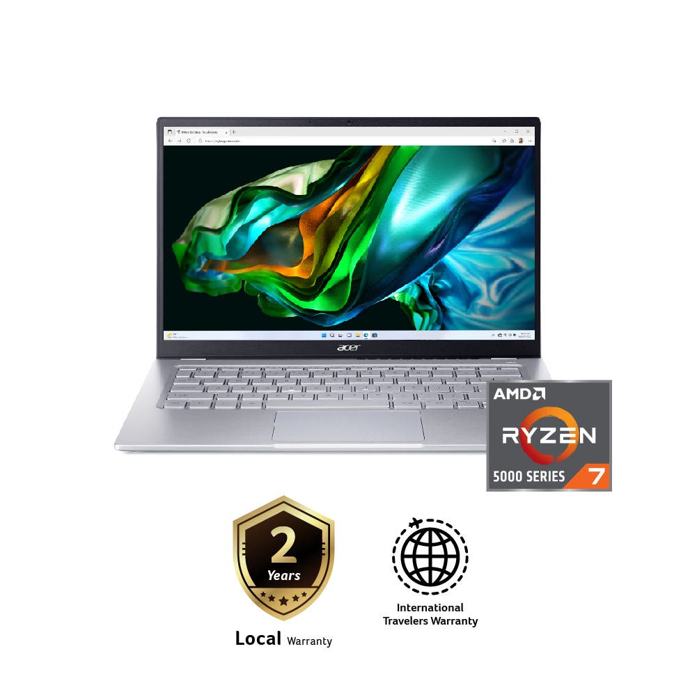 Acer Swift 3 SF314-44-R74S Laptop (Pure Silver) | Ryzen 7 5825U | 16GB RAM 512GB SSD | 14"0 FHD | AMD Radeon | MS Office H&S | Win11 | 2Y Warranty