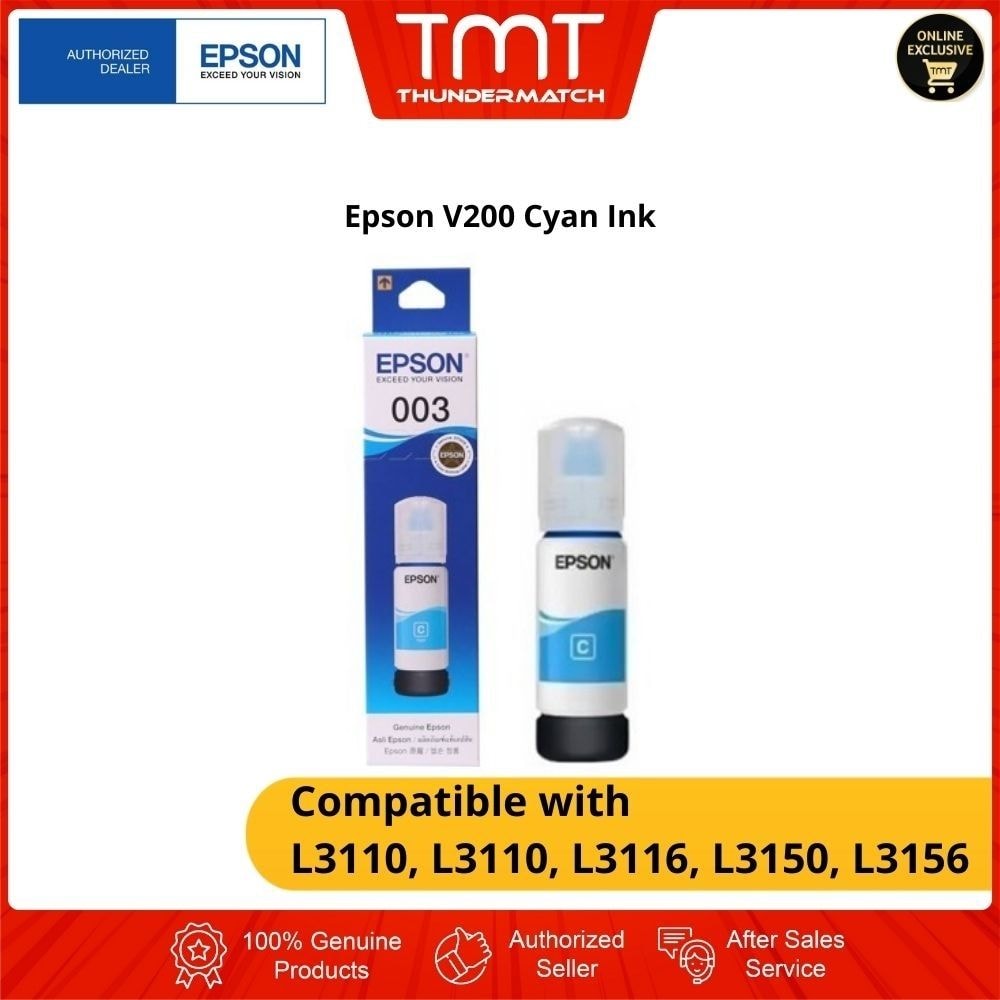 Epson V200 Cyan Ink | 65ml | L3110 , L3150 , L3156