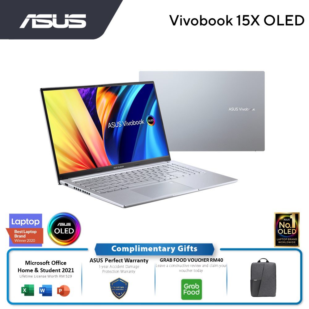 Asus Vivobook X M1503Q-AMA221WS Laptop (Silver) | Ryzen 5 5600H | 8GB RAM 512GB SSD | 15.6" 2.8K OLED | AMD Share | MS Office H&S | Win11 | 2Y Warranty