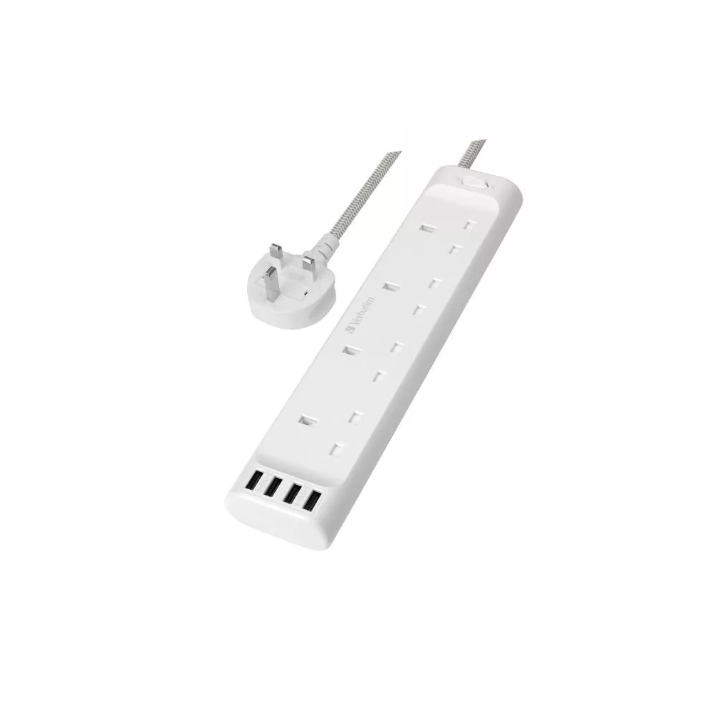 Verbatim Power Strip 4 Outlets with 4 USB-A