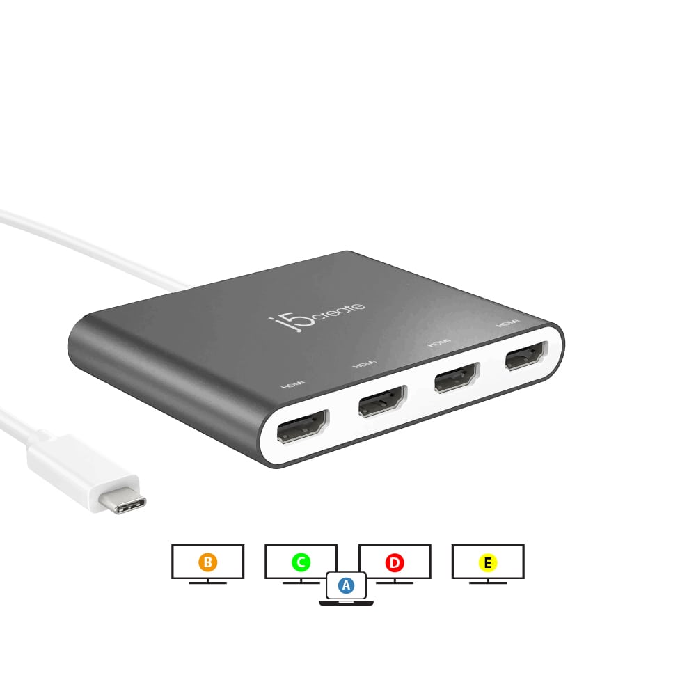 J5create USB-C to 4-Port HDMI™ Multi-Monitor Adapter (JCA366)