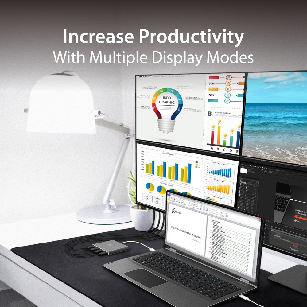 J5create USB-C to 4-Port HDMI™ Multi-Monitor Adapter (JCA366)