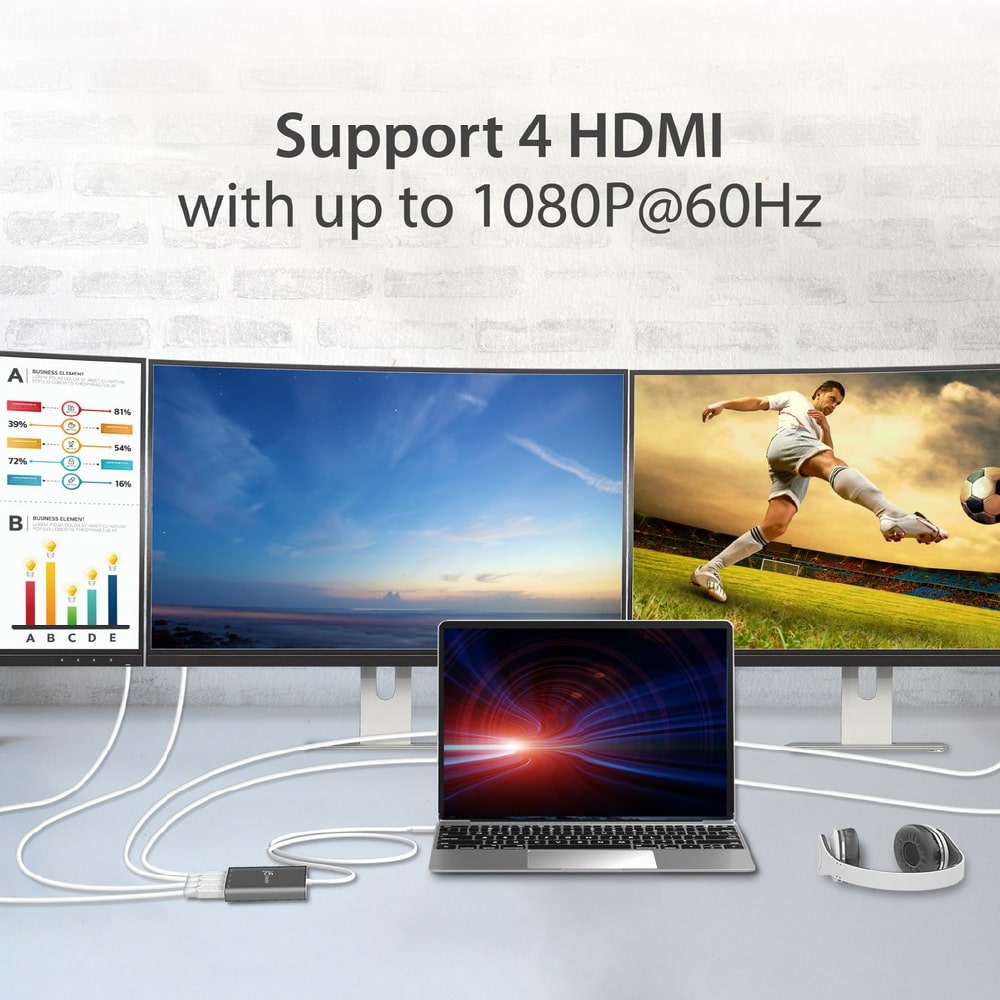 J5create USB-C to 4-Port HDMI™ Multi-Monitor Adapter (JCA366)