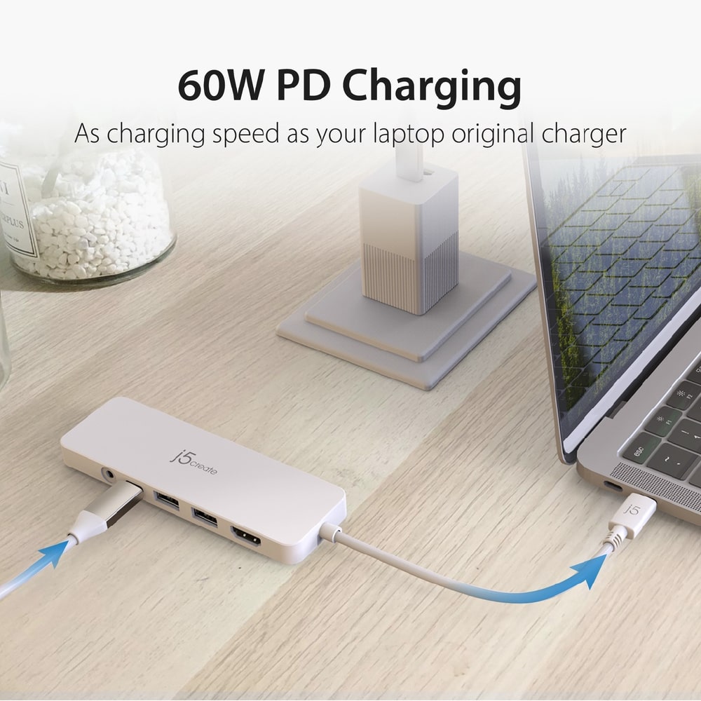 J5create USB-C 7-in-1 4K HDMI™ Multi-Port Hub with Power Delivery (JCD373)