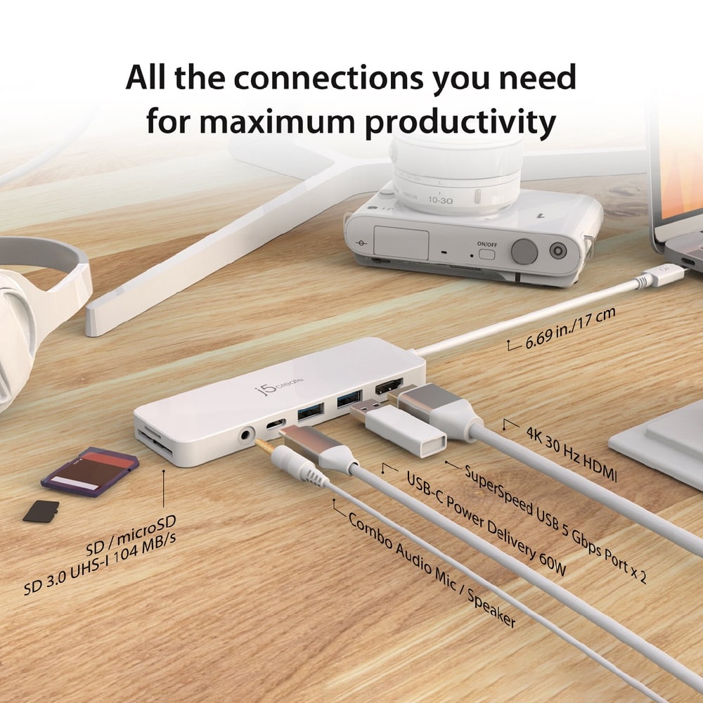 J5create USB-C 7-in-1 4K HDMI™ Multi-Port Hub with Power Delivery (JCD373)