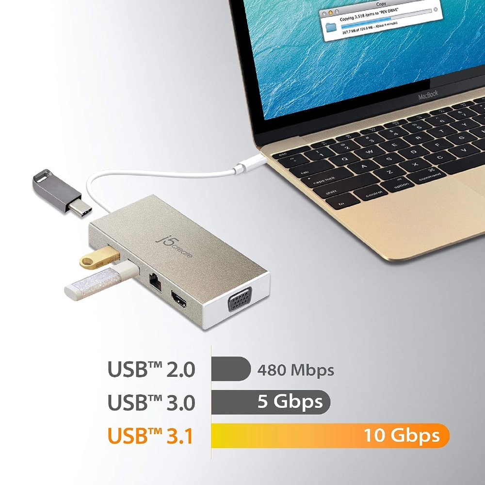 J5create USB-C 7-in-1 4K HDMI™ Multi-Port Hub with Power Delivery (JCD376)