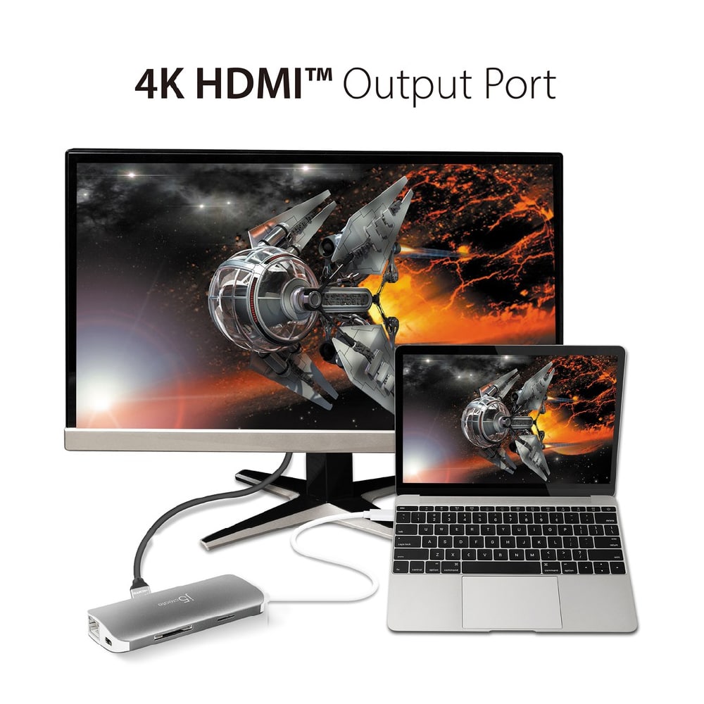J5create USB-C 9-in-1 4K HDMI™ Multi-Port Hub with PD 100W (JCD383)