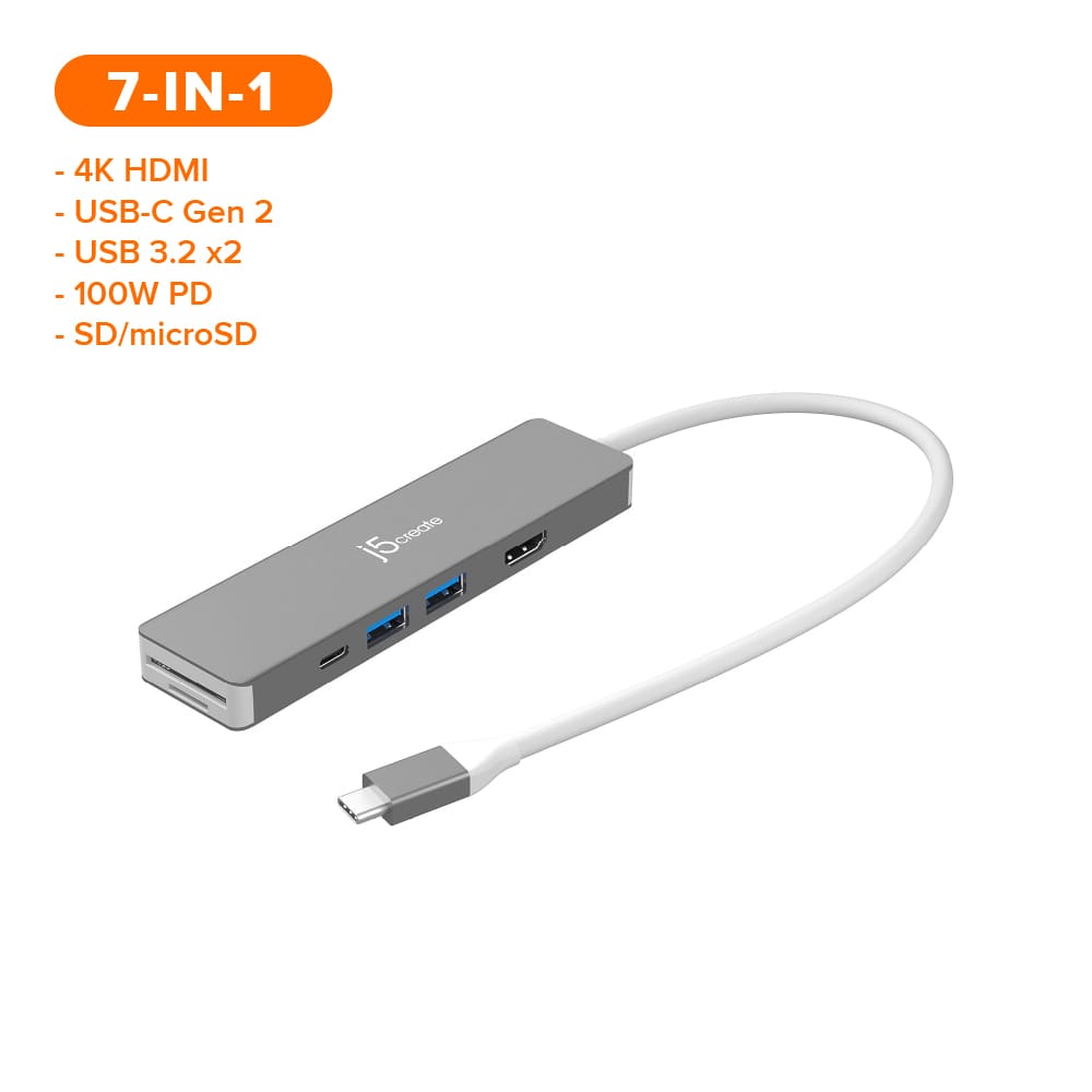 J5create USB-C 7-in-1 4K HDMI™ Multi-Port Hub (JCD390)