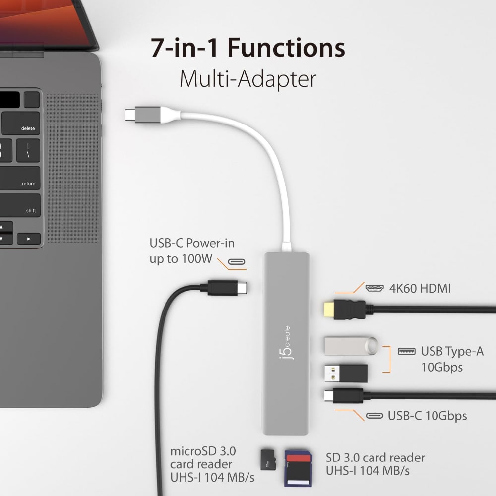 J5create USB-C 7-in-1 4K HDMI™ Multi-Port Hub (JCD390)