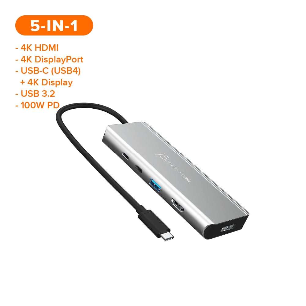 J5create USB4 5-in-1 Dual 4K Multi-Port Hub (JCD401)