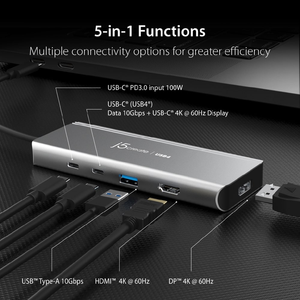 J5create USB4 5-in-1 Dual 4K Multi-Port Hub (JCD401)