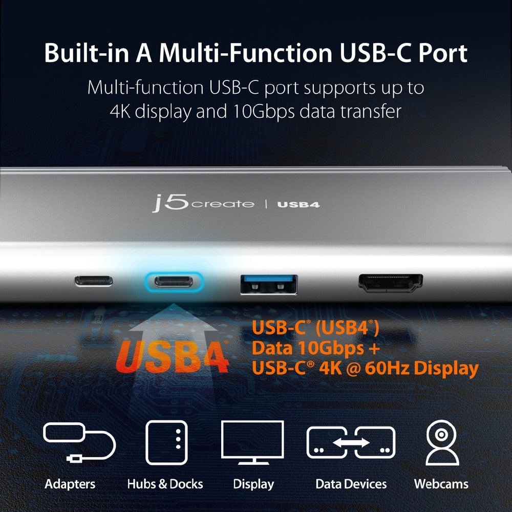 J5create USB4 5-in-1 Dual 4K Multi-Port Hub (JCD401)