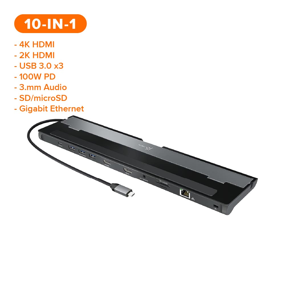 J5create USB-C 10-in-1 Dual HDMI™ Docking Station (JCD542)