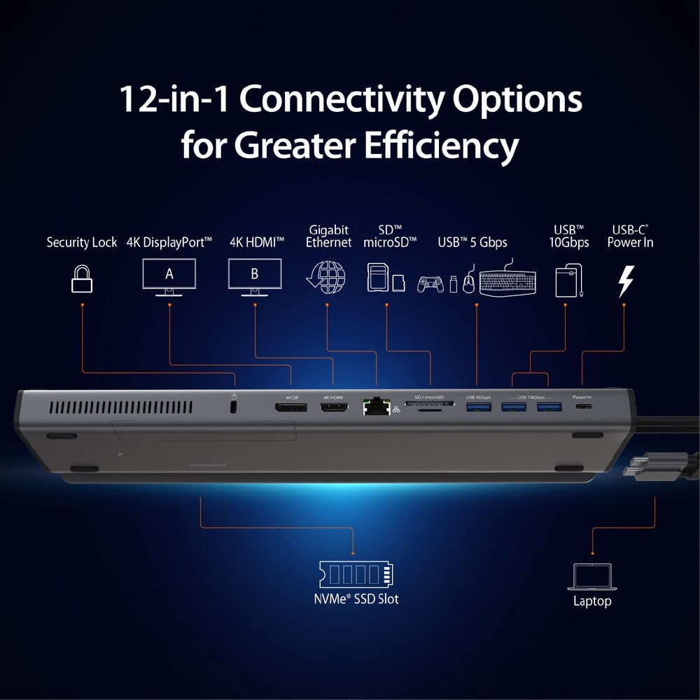 J5create M.2 NVMe USB-C Gen 2 12-in-1 Dual 4K Docking Station (JCD522)