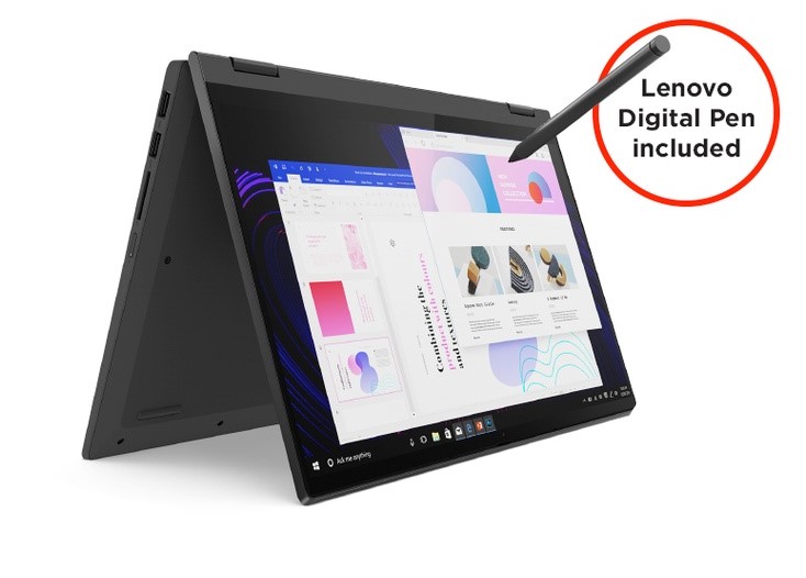 Lenovo Flex 5 14ALC05 Laptop (Ryzen 5 5500U/8GB RAM 512GB SSD/14" FHD Touch+Pen/W10/MS Office + Bag) 82HU007RMJ