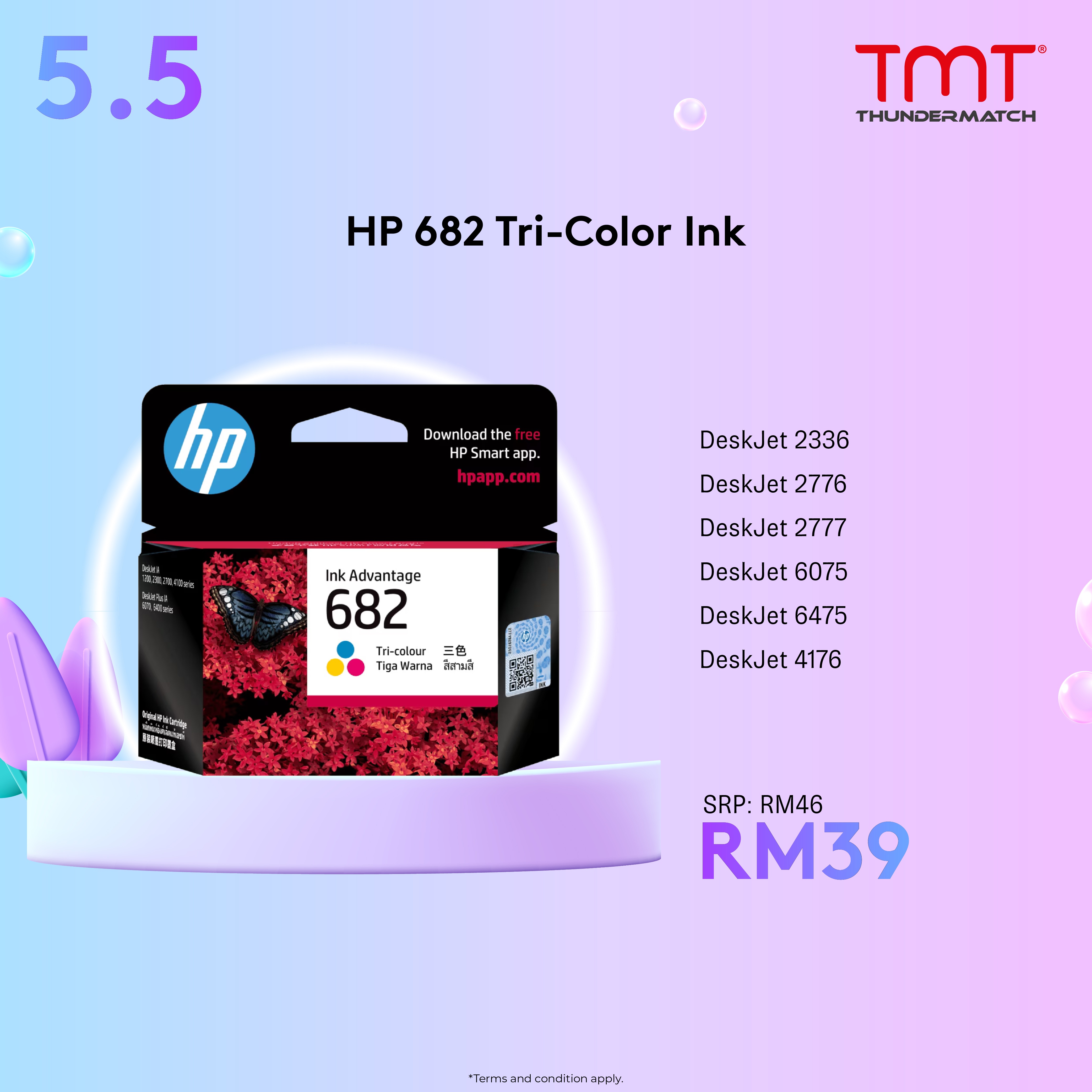 HP 682 Original Ink Advantage Cartridge ( Black 3YM77AA | Color 3YM76AA )
