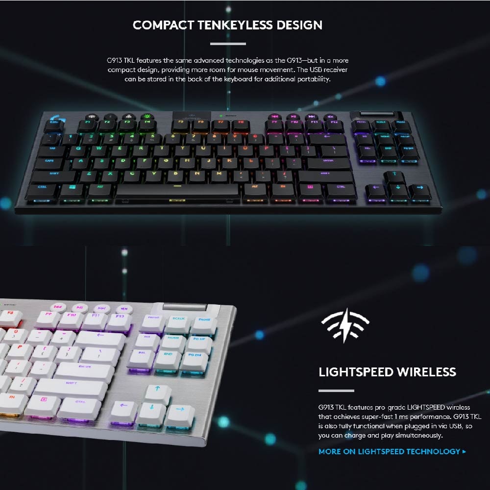 (FREE GIFT) Logitech G913 TKL Lightspeed RGB Mechanical Gaming Keyboard