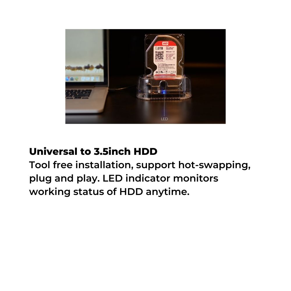 Orico 6139U3 1-Bay SATA USB 3.0 Hard Drive Docking Station Transparent Design