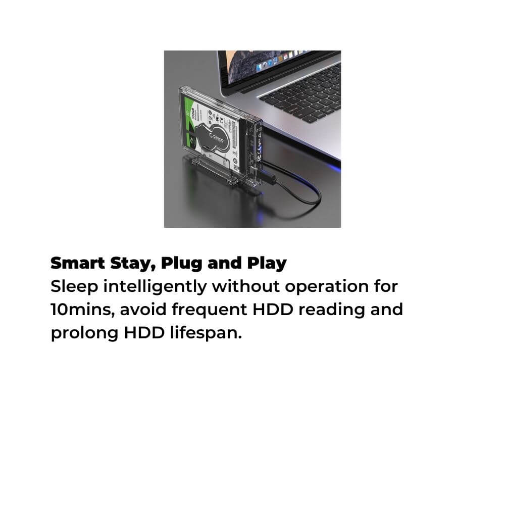 Orico 2159C3 2.5" SATA USB 3.1 Type-C Hard Disk HDD Enclosure Transparent Design With Stand