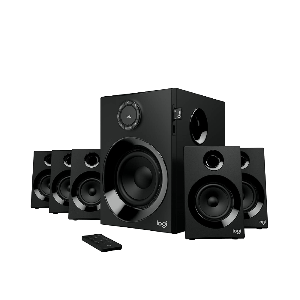 Logitech Z607 5.1 Surround Sound Speaker - RMS 160W Peak/Bluetooth 4.2,SD Card Support,USB,FM Radio,Remote Control