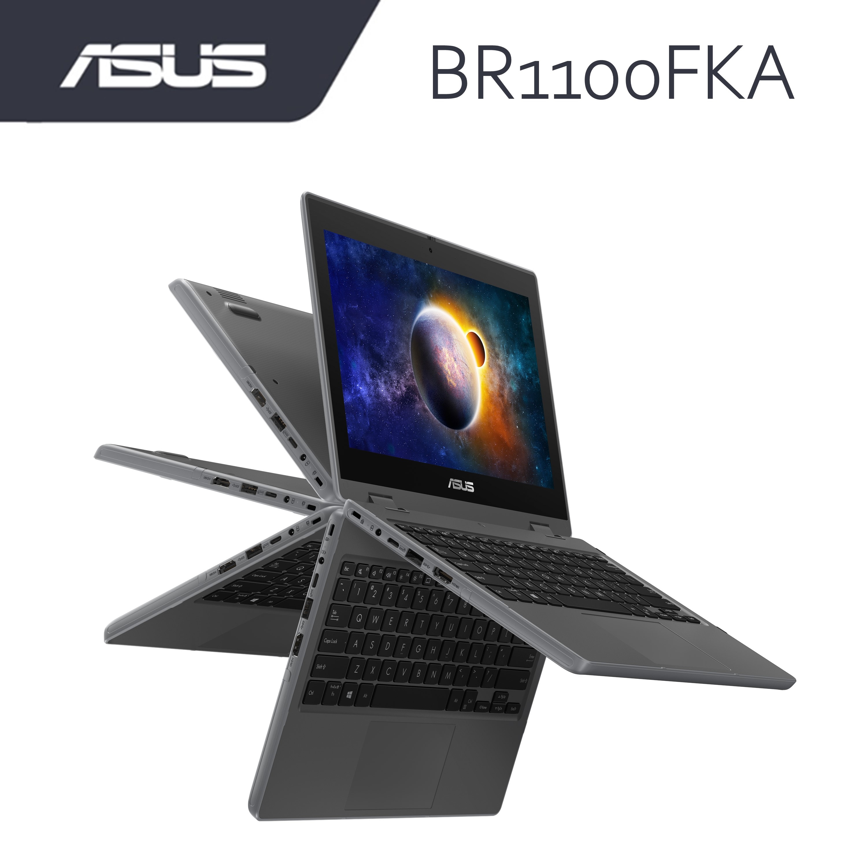 Asus 2-in-1 Laptop BR1100FK-ABP0423R Dark Grey | Intel Celeron N4500 | 4GB RAM 128GB eMMC | 11.6" HD Touch+Pen | W10 Pro